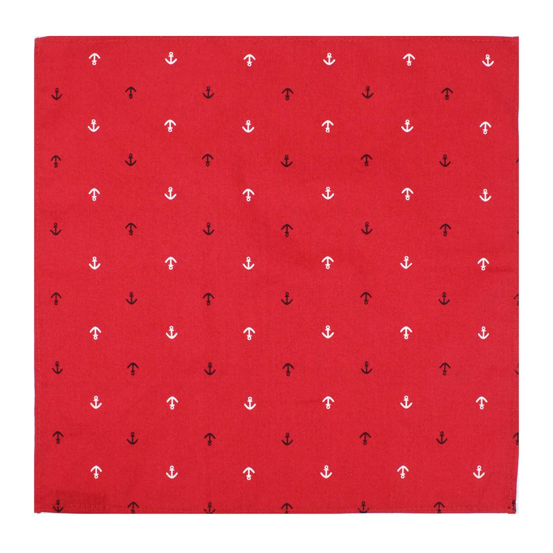 PELUCHE Anchor Print Red Open Bow Tie & Pocket Square Set for Men - Image 5 thumbnail