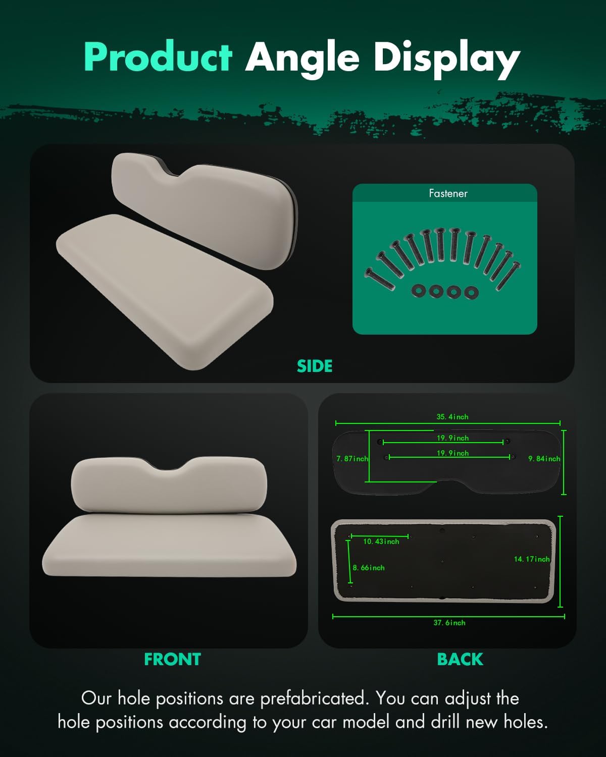 SCITOO Rear Replacement Cushions for Golf Cart Rear Seat, Golf Cart Cushion Back Seat for EZGO TXT RXV ST for ST Sport for Valor Models for Club Car, Stone, Rear, 2 Piece Set