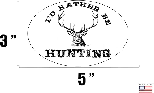 Miniatura 2 de Calcomanía de vinilo con texto en inglés Id Rather Be Hunting Funny Hunter Buck para auto camión caravana SUV barco ventana