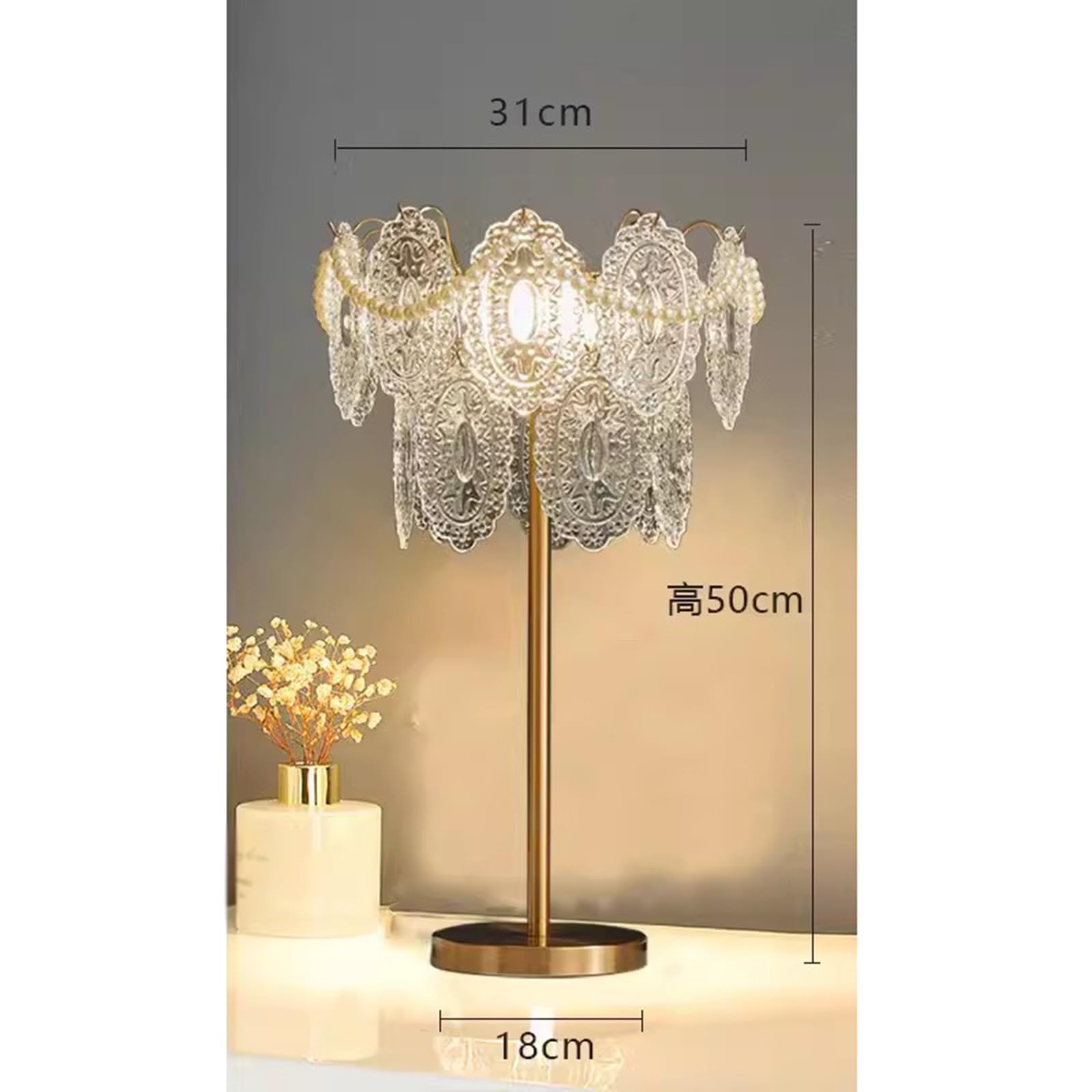 Affascinante Lampada da tavolo in cristallo con controllo a pulsante in comodino in foglia di for la camera letto della ragazza Arredamento per la casa