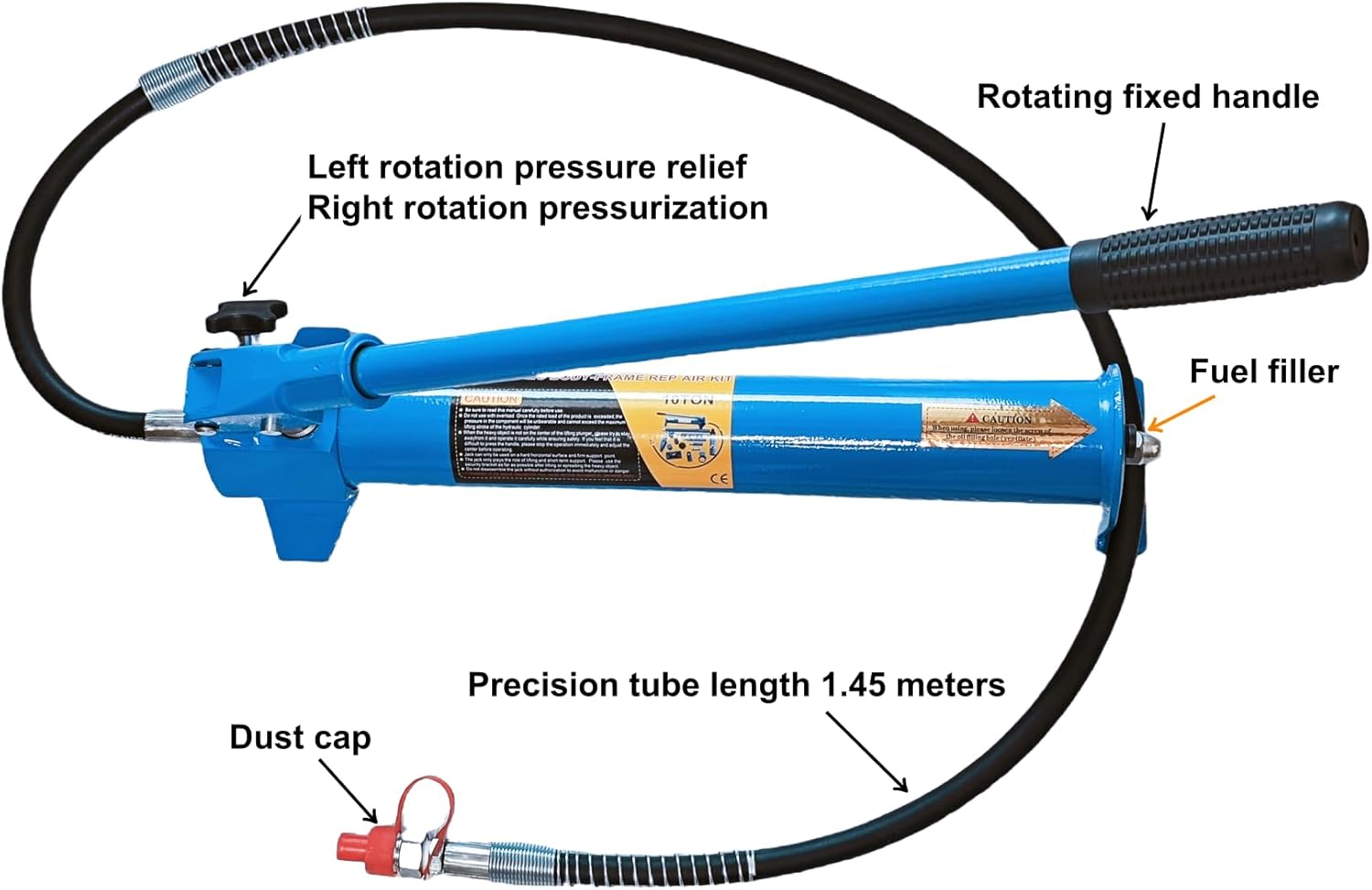 10 Ton Hydraulic Floor Jack Porta Power Kit Hand Pump Ram Replacement Car Auto Body Frame Repair Tools with Long Handle for Cars Garage Truck Farm Heavy Equipment Construction Repair 22000lbs Blue