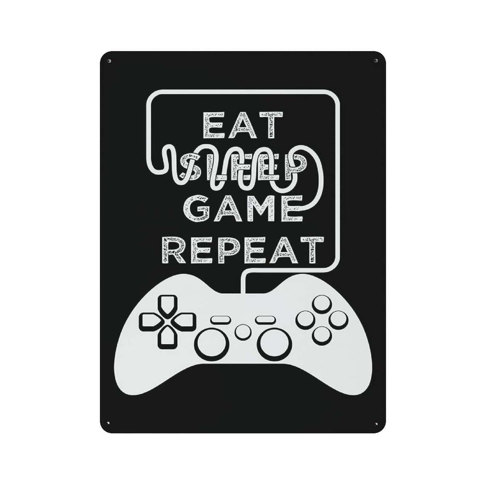 Metal Tin Sign Eat Sleep Game Repeat Vintage Tin Poster Metal Sign Wall Decoration Country Kitchen Home Garage Decor 16"x12"