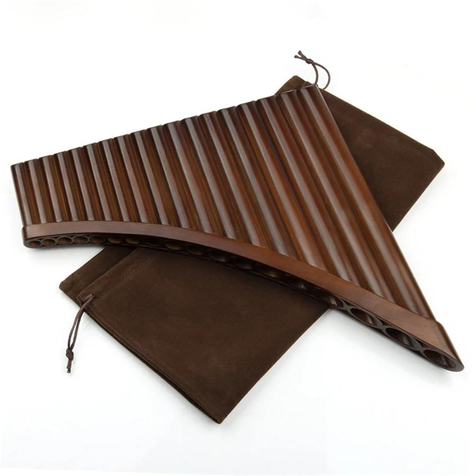 Pan Flute Instrument 15/18 Pipes Brown Flat PanFlute G/F Key Pan Pipes Chinese Traditional Musical Instrument Bamboo Pan Flute(F tone)