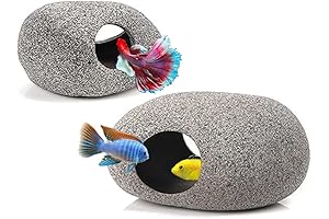 Ceramic Fish Tank Decoration A: 2 Pack Oval Betta Fish Hideout
