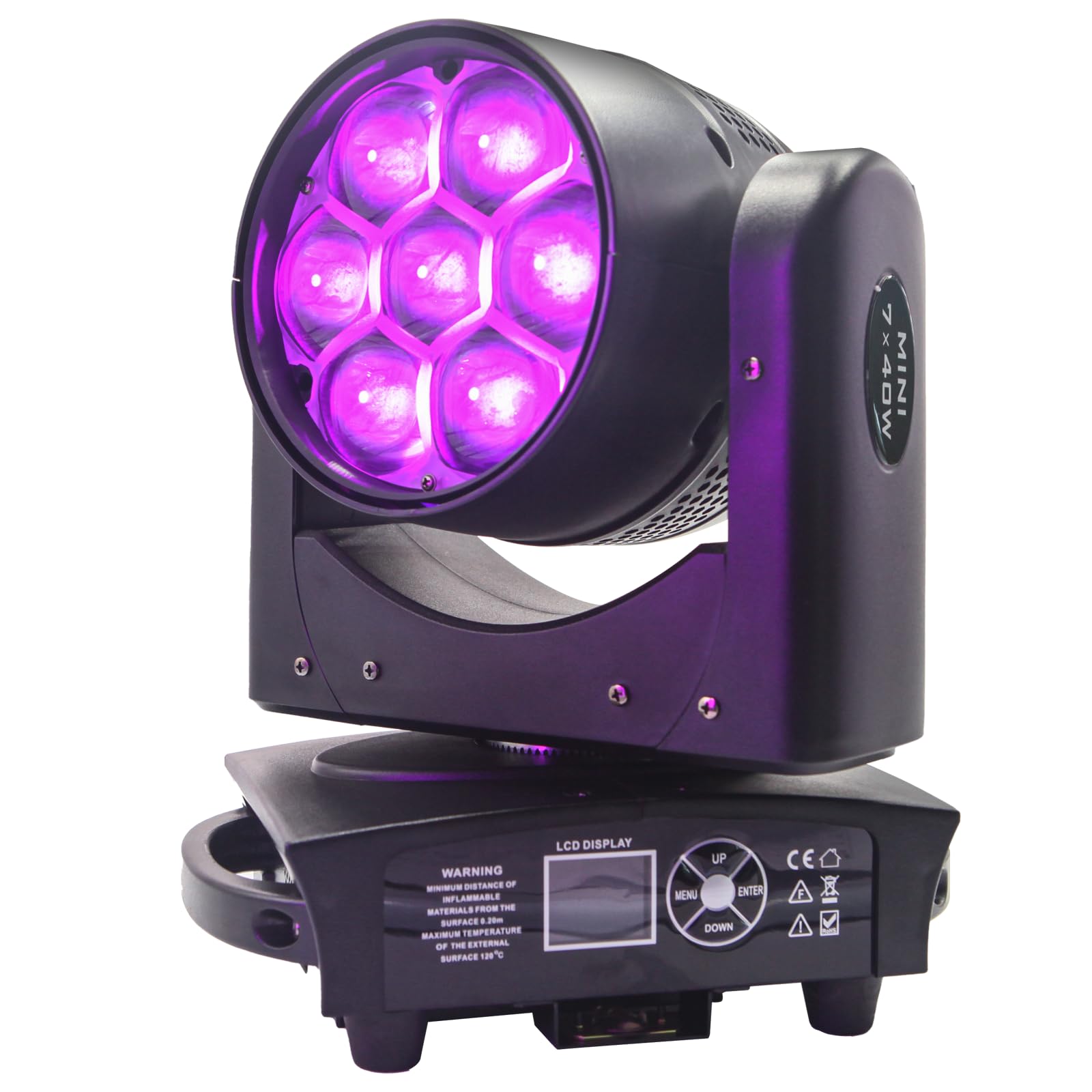 Moving Head Light 7x40W RGBW 4in1 LED Beam Wash Zoom Effect Bee Eye Stage Lighting Spot Lights with DMX Sound Auto Control DJ Light for Party Disco Show Bar Concert Club Wedding Hall Theater