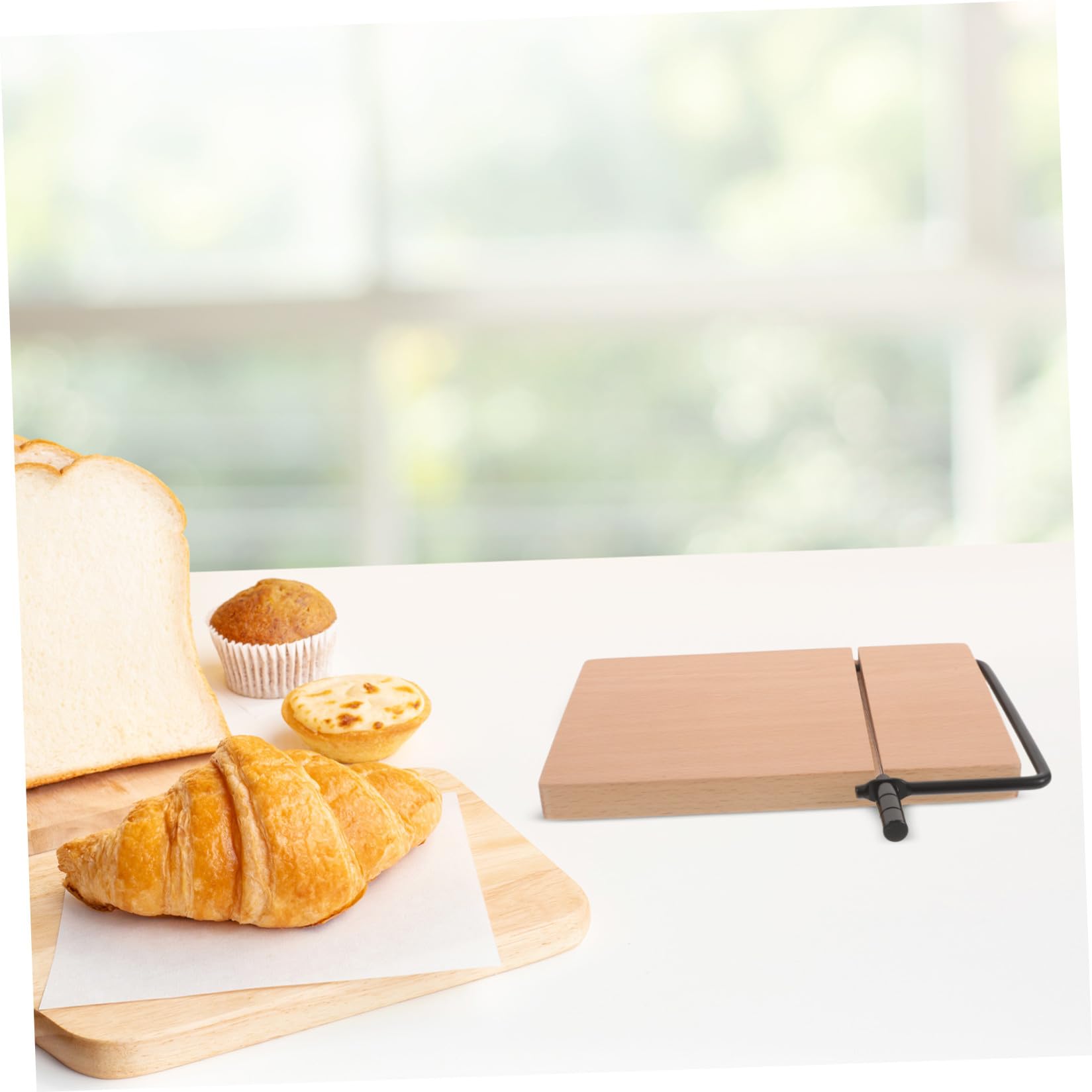 Alipis Cortadora de Queso de Madera con Alambre de Acero Inoxidable, Khaki