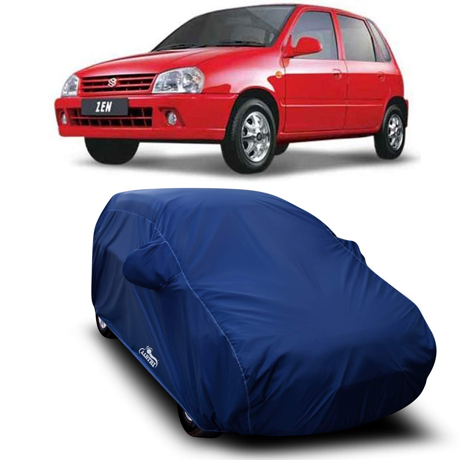 VANI Maruti Suzuki Zen Car Cover Water Resistant Dust Proof with Mirror Pocket (Navy Blue)