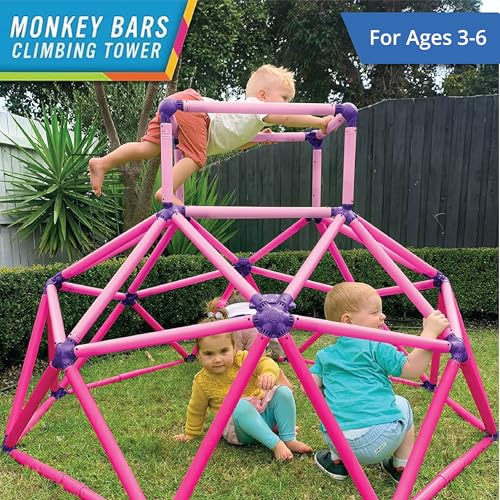 Image of Eezy Peezy Climber with Top - Active Indoor Outdoor Play Set Climbing Dome Equipment Toys - Fun for Kids Ages 3 to 6 Years Old, Pink