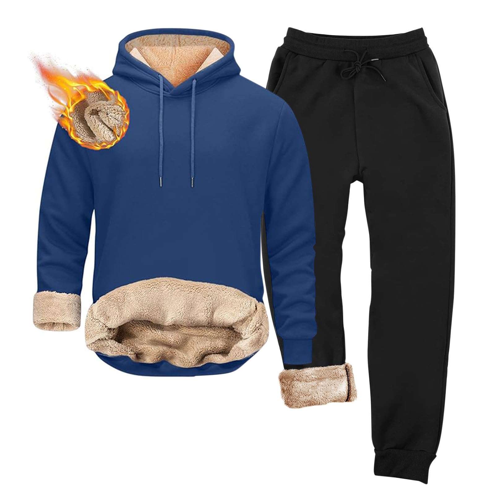 Générique Męskie spodnie dresowe 2-częściowy zestaw bluza z kapturem spodnie sportowe bawełna jesień miękka casualowa dres z długim rękawem sznurek ciepły wygodny wypoczynek A100