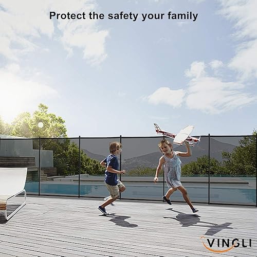 Vista 6 de VINGLI Valla de piscina de 4 pies x 108 pies, cercado de seguridad en el suelo, negro