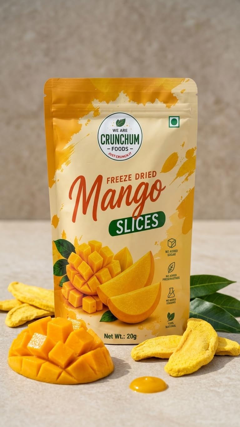 Crunchum Foods Freeze Dried Mango Slices 20g | 100% Real Mango, No Added Sugar or Preservatives | Vegan & Gluten-Free Crunchy Fruit Snack-picture-26