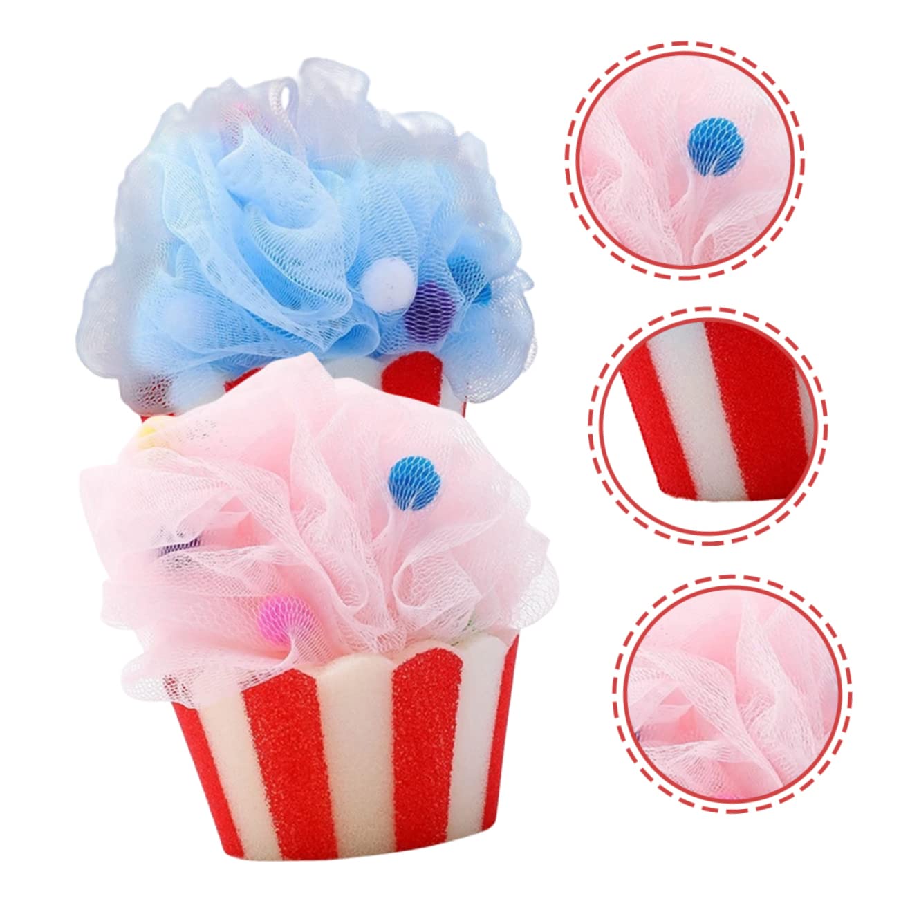 Healeved 6piezas Bolas De Esponjas De Baño Forma De Helado De Exfoliantes y Suaves Para Hombres Limpieza Profunda y Rica Para Fiestas y Celebraciones