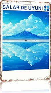 Salar de Uyuni Travel metal sign Bolivia Aluminum signs Vintage Scenery Poster Wall decoration suitable for bedroom, living room, bar, dining room, kitchen, fence and guardrail，8x12Inch