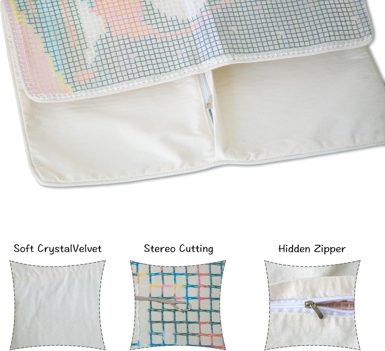 Kit Gancio di Tappeto DIY appeto per Uncinetto, kit di federe per cuscino con gnomo e gancio fai da te,kit per ricamo a punto croce,Christmas Latch Hook Pillow Kits 43x43cm