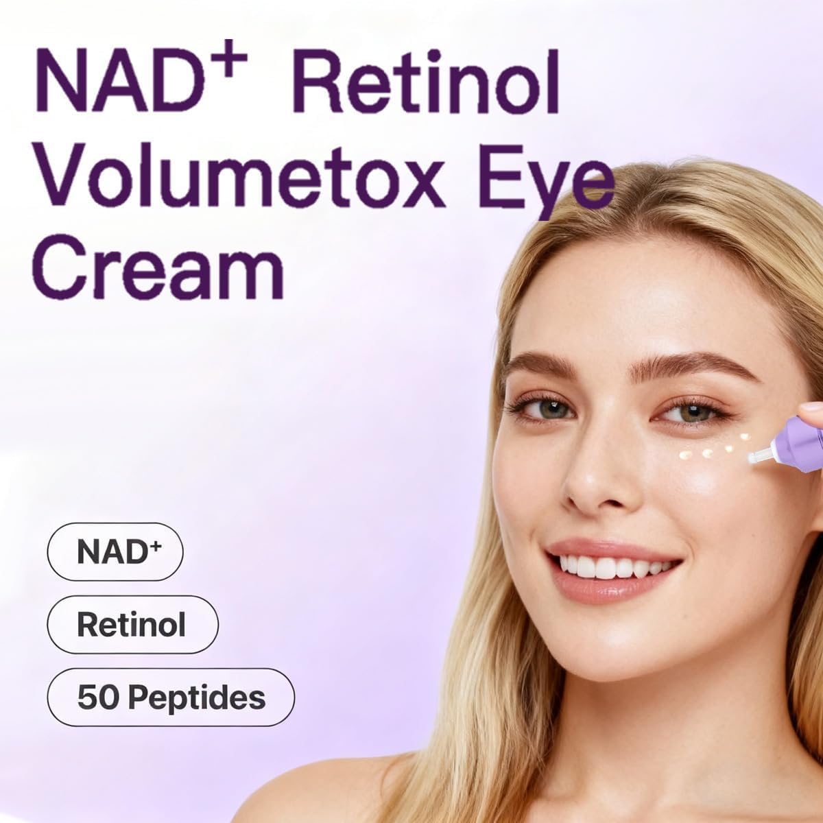 NAD+ Retinol Eye Cream 10ml | Volumetox Eye Cream with 50 Peptides for Under Eye Care | Hydrating or Fine Lines, Dark Circles & Tired-Looking Eyes | Daily Skincare — Amazon image 3