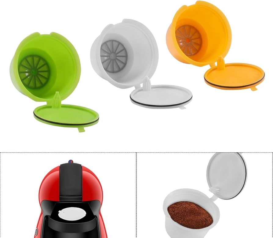 6 Pezzi Capsule Caffè Riutilizzabili per Dolce Gusto, Compatibili con Nescafe Machine - Include 2 Cucchiaini e 2 Spazzole Pulizia