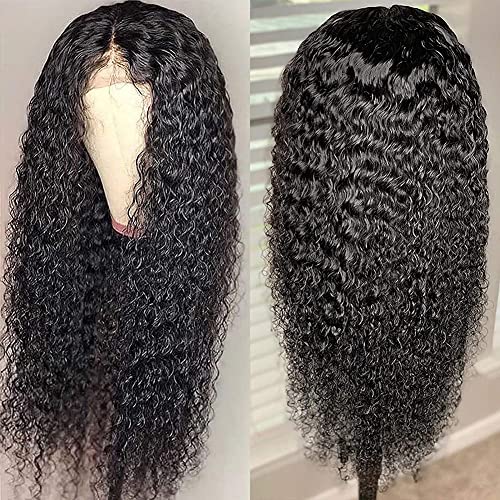Image of Bangjazz 4X4 Lace Front Wigs Human Hair Water Wave Wig 180% Density Brazilian Virgin Hair Pre Plucked with Baby Hair Wigs for Black Women Deep Water Wig 18 Inch Natural Color (18 Inch,Water Wave Wigs)