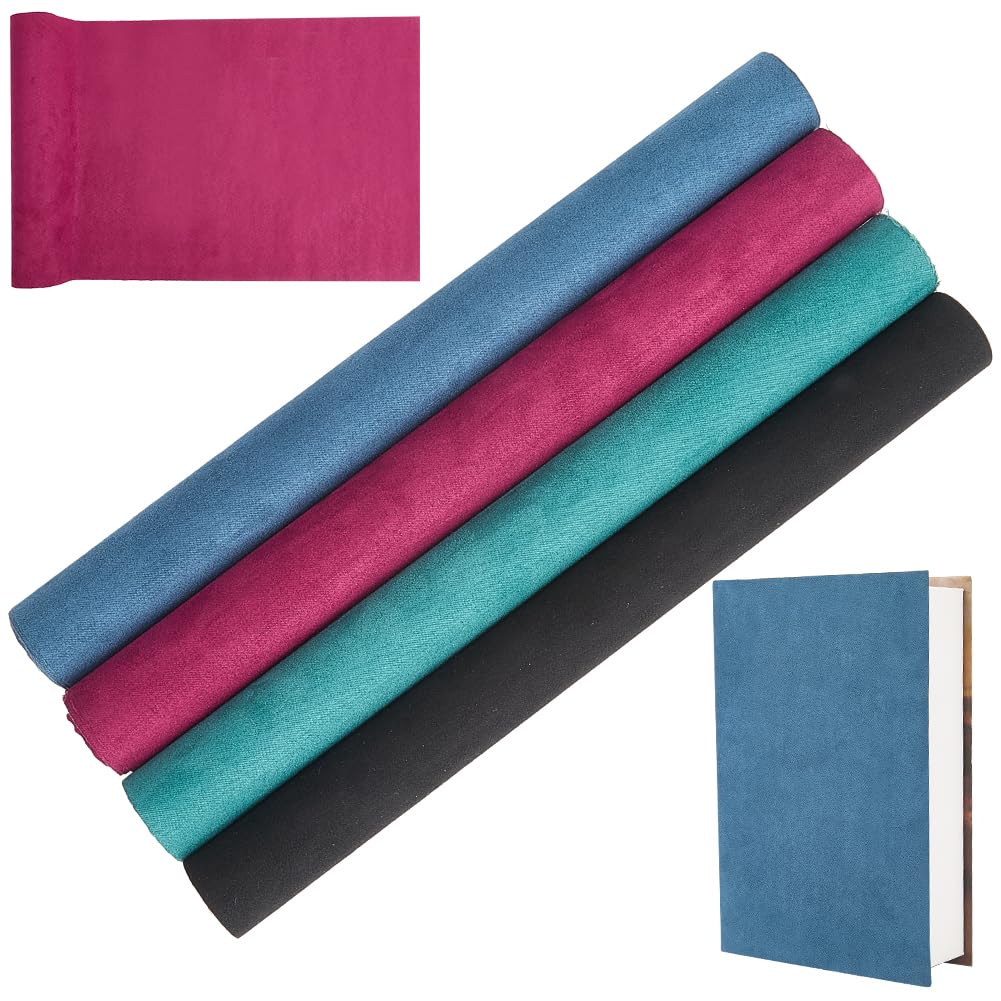CRASPIRE 4 Tela de Gamuza de Colores para Encuadernación de Libros Superficie de Tela de 130 x 30cm con Respaldo de Papel para Álbumes de Recortes para Archivar para Hacer Uno Mismo Protector de Tela