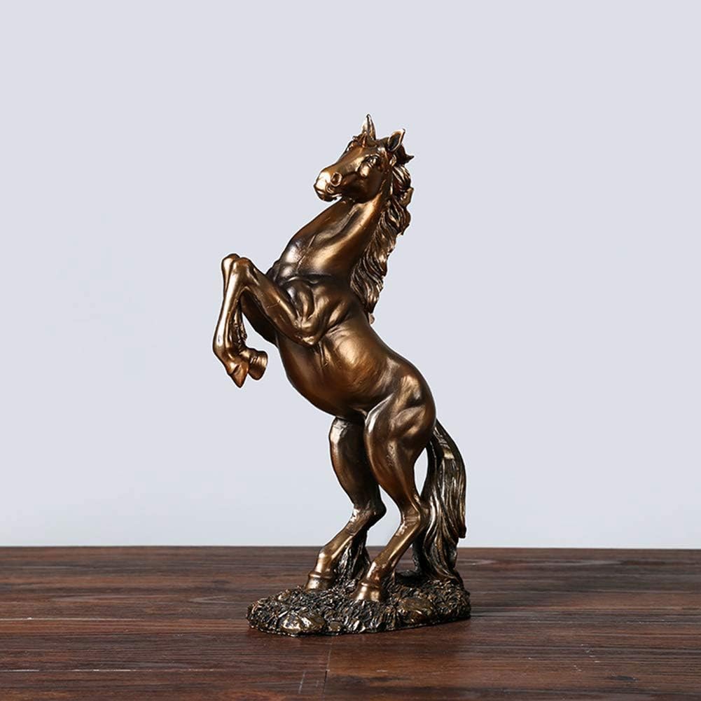 Lependor 12 inch Standing Horse Resin Statue for Home Decor Animal Ornament Sculpture Art Figurine Decorative - Bronze