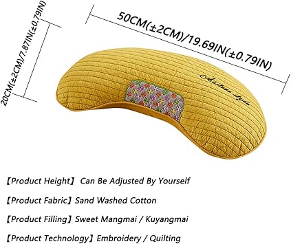 Premium Buckwheat Pillow, Buckwheat Pillow With Cotton Pillowcase Neck Roll Pillow With Buckwheat Hulls For Sleeping Support Cervical Buckwheat Hull Pillow For Back Side Sleepers