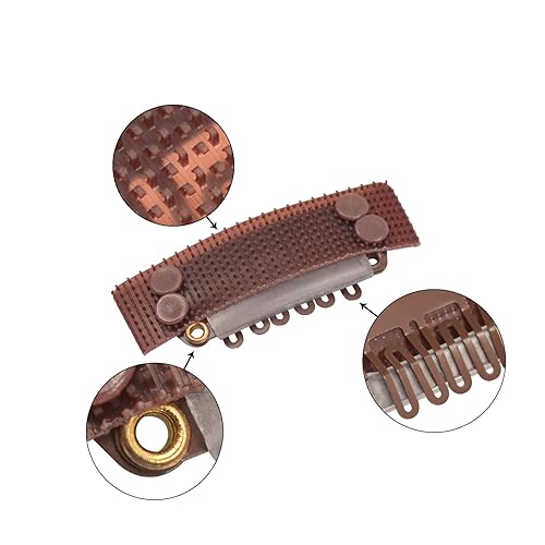 Miniatura 9 de 6 pinzas adhesivas para pelucas en forma de U, 1.102 in, 6 dientes, extensiones de cabello con goma para extensiones de cabello (rubio)