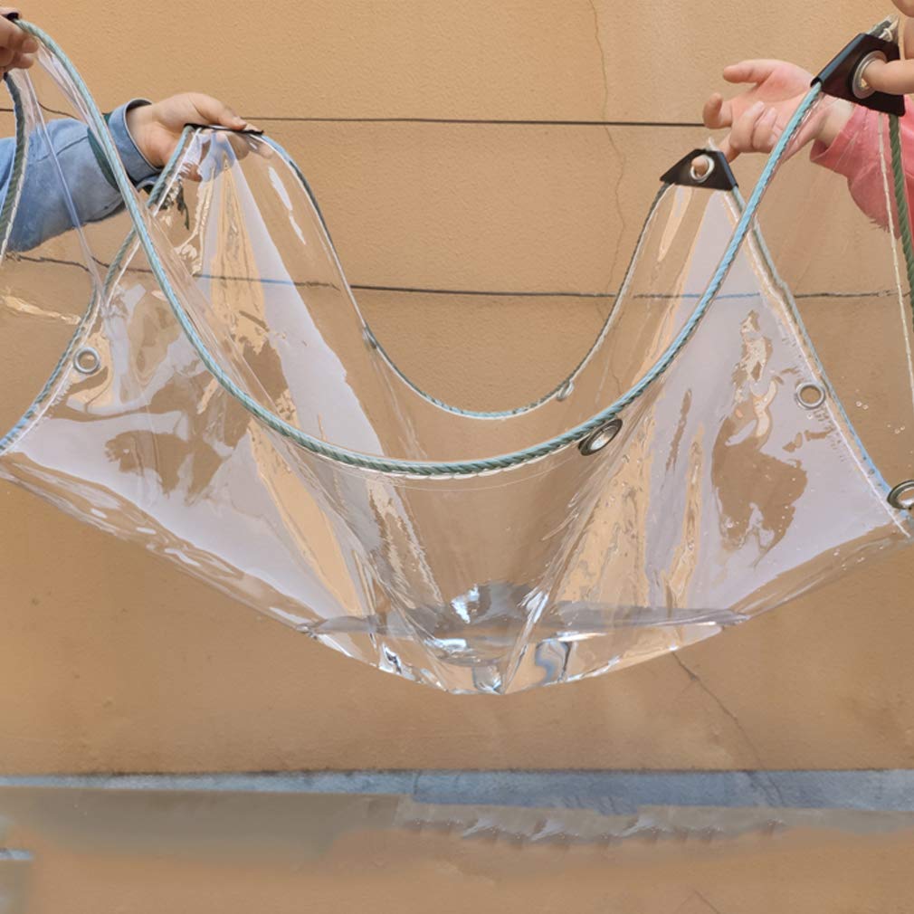 Wasserdicht Transparente Plane,0,35mm Dicke,Stabil Flexibel,Breit für Innen und Außenbereich Meterware,Faltbar PVC-Material Vordächer mit Ösen,Balkon,Vorhang,Sonnenschutz Tarp(1.8x3m/5.9x9.8ft)