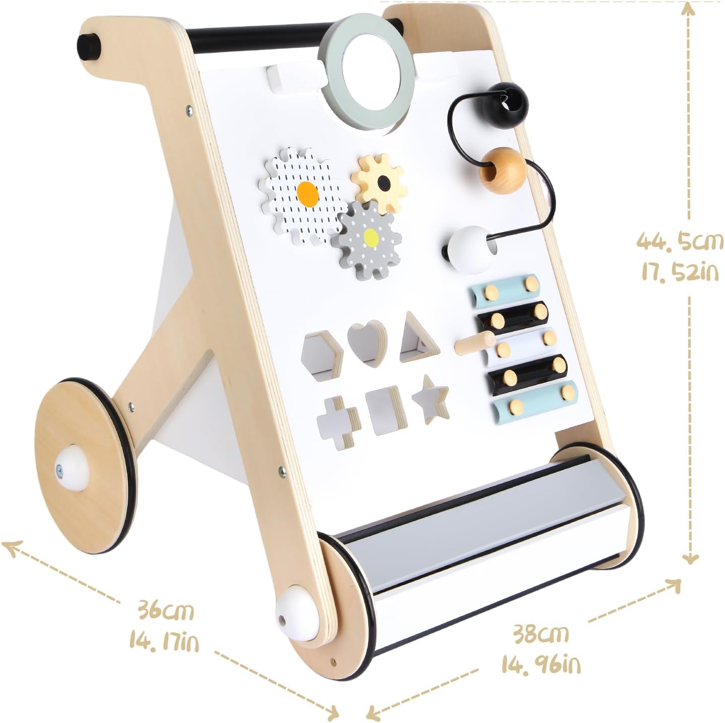 Asweets Wooden Baby Walker, Push and Pull Learning Activity Walker with Roller for Boys and Girls, Stand Learning Toddler Toy (Roller Upgraded)