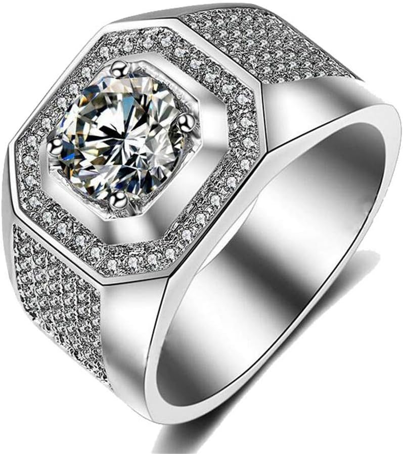 3pc His and Hers Wedding Ring Sets Couples Rings Women's White Gold Filled Cubic Zirconia Wedding Engagement Ring Bridal Sets & Men's Stainless Steel Wedding Band