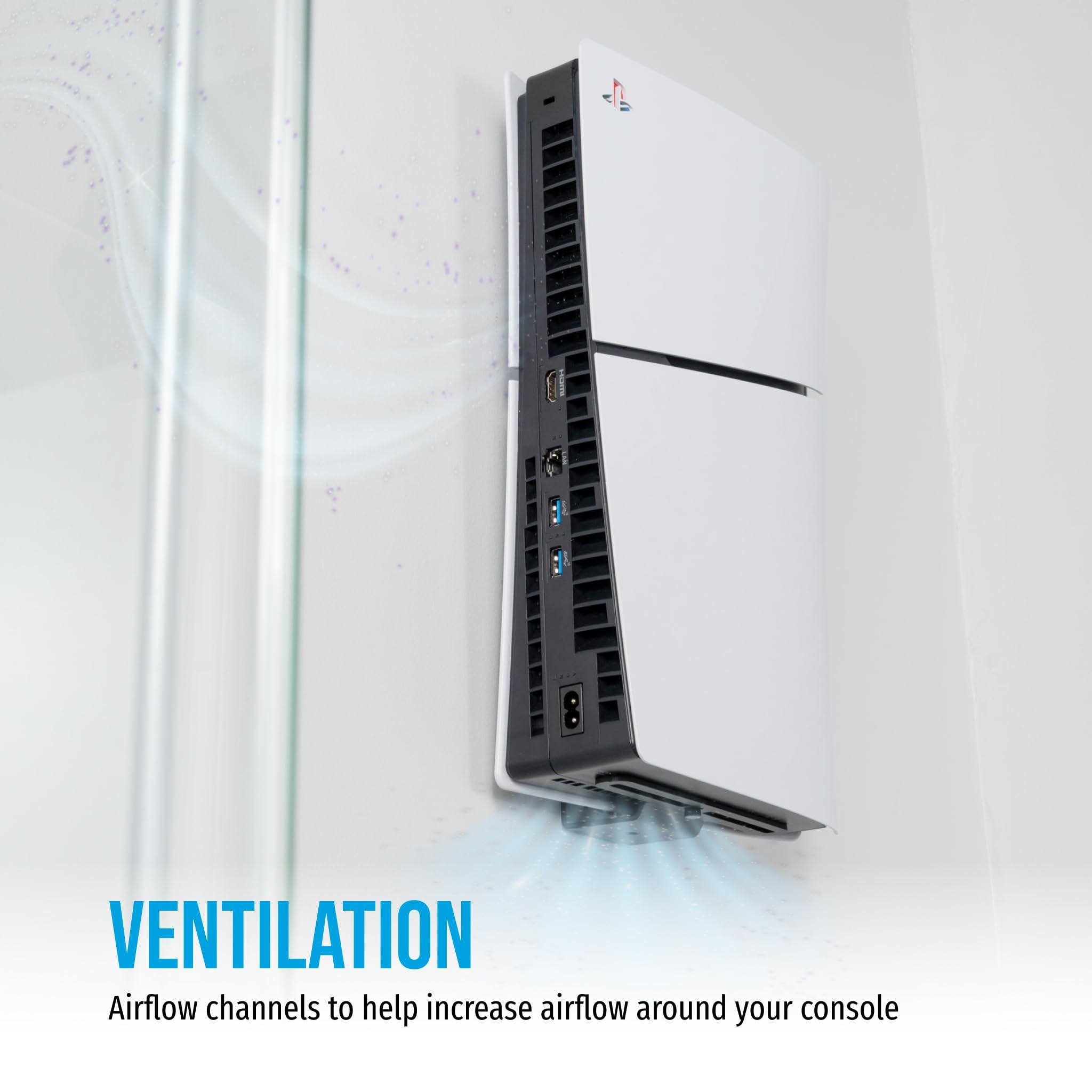 Glistco Steel Wall Mount For PS5 Slim - Compatible With Disc & Digital Editions, Vertical Mount Only