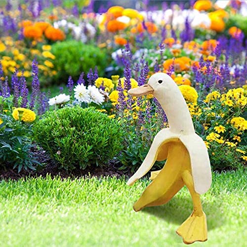 Lapedashop Banana Duck Sculpture, Whimsical Banana Duck Yard Art, Creative Banana Duck Art Statue Garden Yard Outdoor Decor (3 Pcs) #TOP2