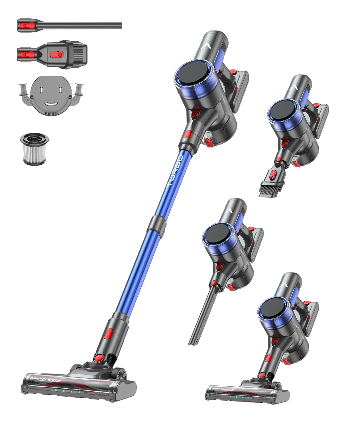 aonus A10 Aspirapolvere Senza Fili, 55 kPa 500W, 70 Minuti di Autonomia, Schermo Tattile, Leggero, Antigroviglio, Autoportante, per Peli di Animali, Tappeti e Pavimenti Duri, Blu