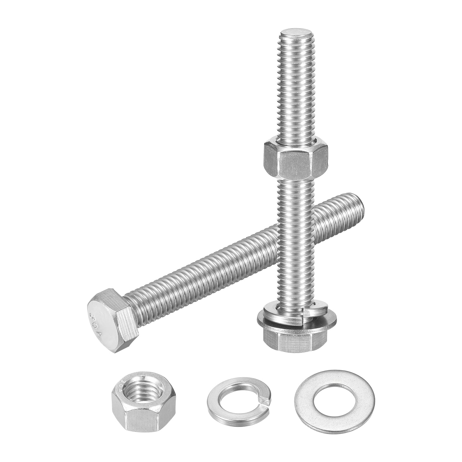 QUARKZMAN 10Set Bullone a Testa Esagonale 1/2-13 x 4" Acciaio Argento | Inossidabile 304, con Dadi Rondelle Piane e di Sicurezza