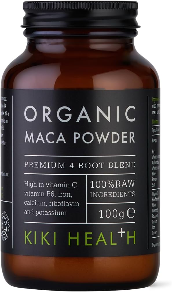 KIKI Health Organic Maca Powder | Premium Peruvian Superfood from Peru | Nutrient-Rich Adaptogenic Maca Root Blend | Natural Energy Boost & Hormonal Balance | Versatile & Easy to Use – 100g