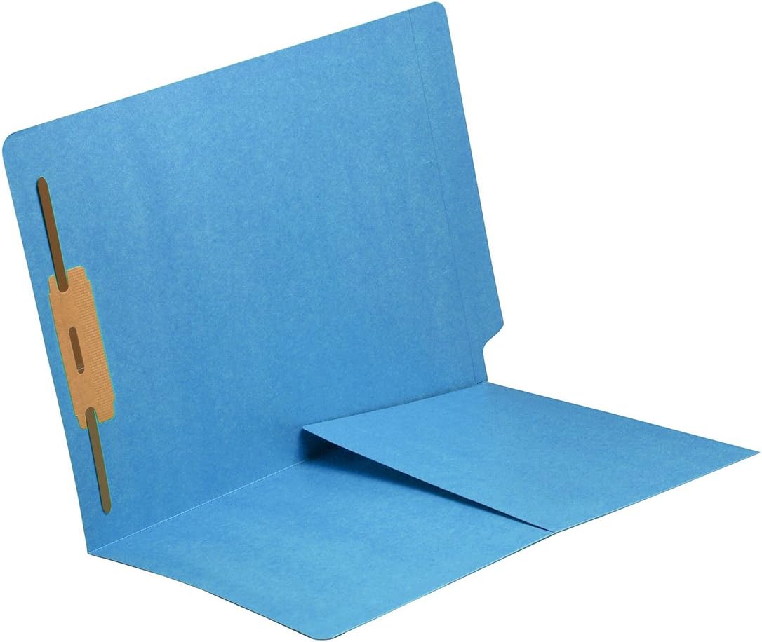 14 pt Blue Folders, Full Cut End Tab, Letter Size, 1/2 Pocket Inside Front, Fastener Pos #1 (Box of 50)