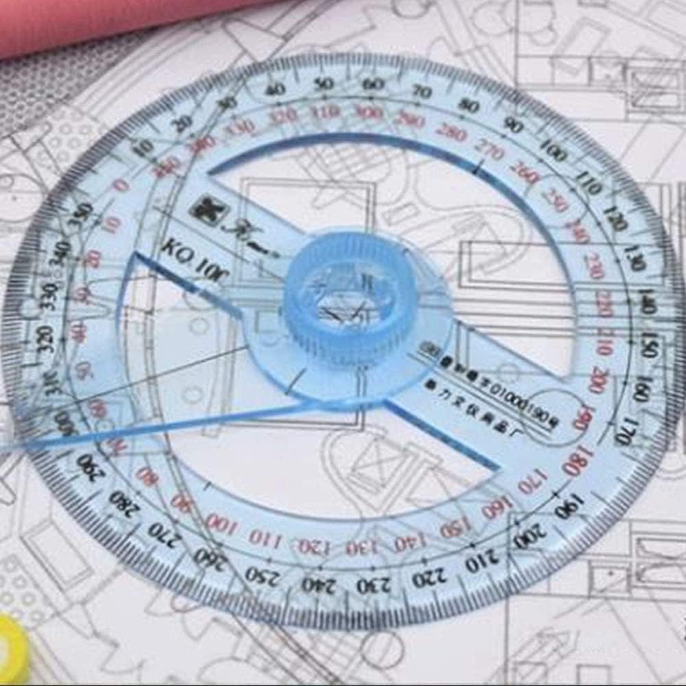 360 Degree Protractor, Clear Reusable Plastic Student Math Protractor Measuring Tool with Swing arm Durable Processed : Office Products