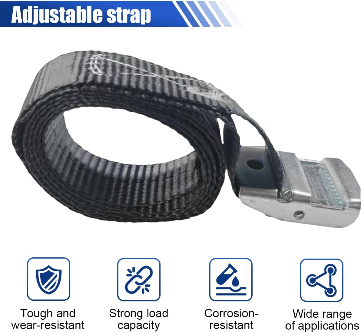 2PCS Lashing Straps with Cam Buckle, 1" x 3Ft Heavy Duty Safety Tie Down Strap, Adjustable Polyester Fiber Ratchet Cinch Strap for Motorcycle, Truck, Trailer, Cargo (1m)