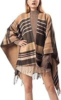 Vista 20 de Urban CoCo Poncho vintage de invierno para mujer, capa con borlas, chal envolvente