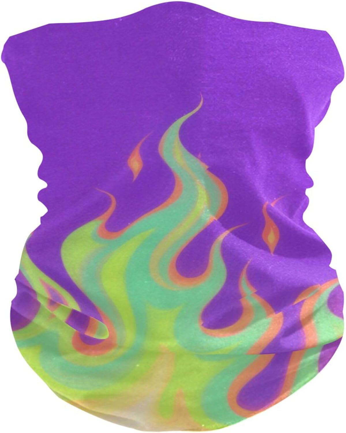 Purple Fluorescent Cool Flame Hot/Cold Weather UV protection womens neck gaiter Multipurpose hair band cloth face mask for Sports Skiing halloween costumes mascarillas para el sol