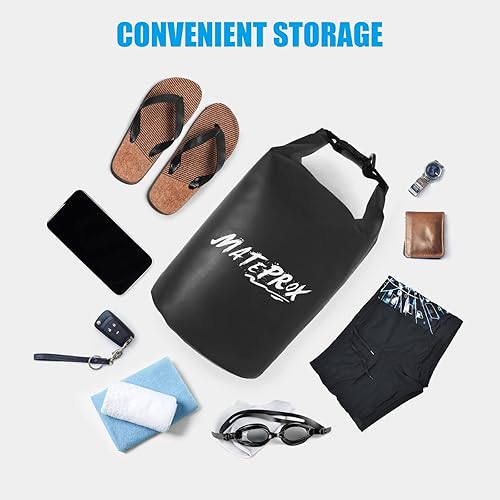 Miniatura 5 de MATEPROX Bolsa seca impermeable para hombre y mujer, bolsas de playa flotantes de 5 litros para kayak, barco, pesca, rafting y campamento con bolsa