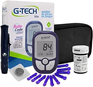 Kit medidor de glicose g-tech vita com 10 tiras + 10 lancetas e