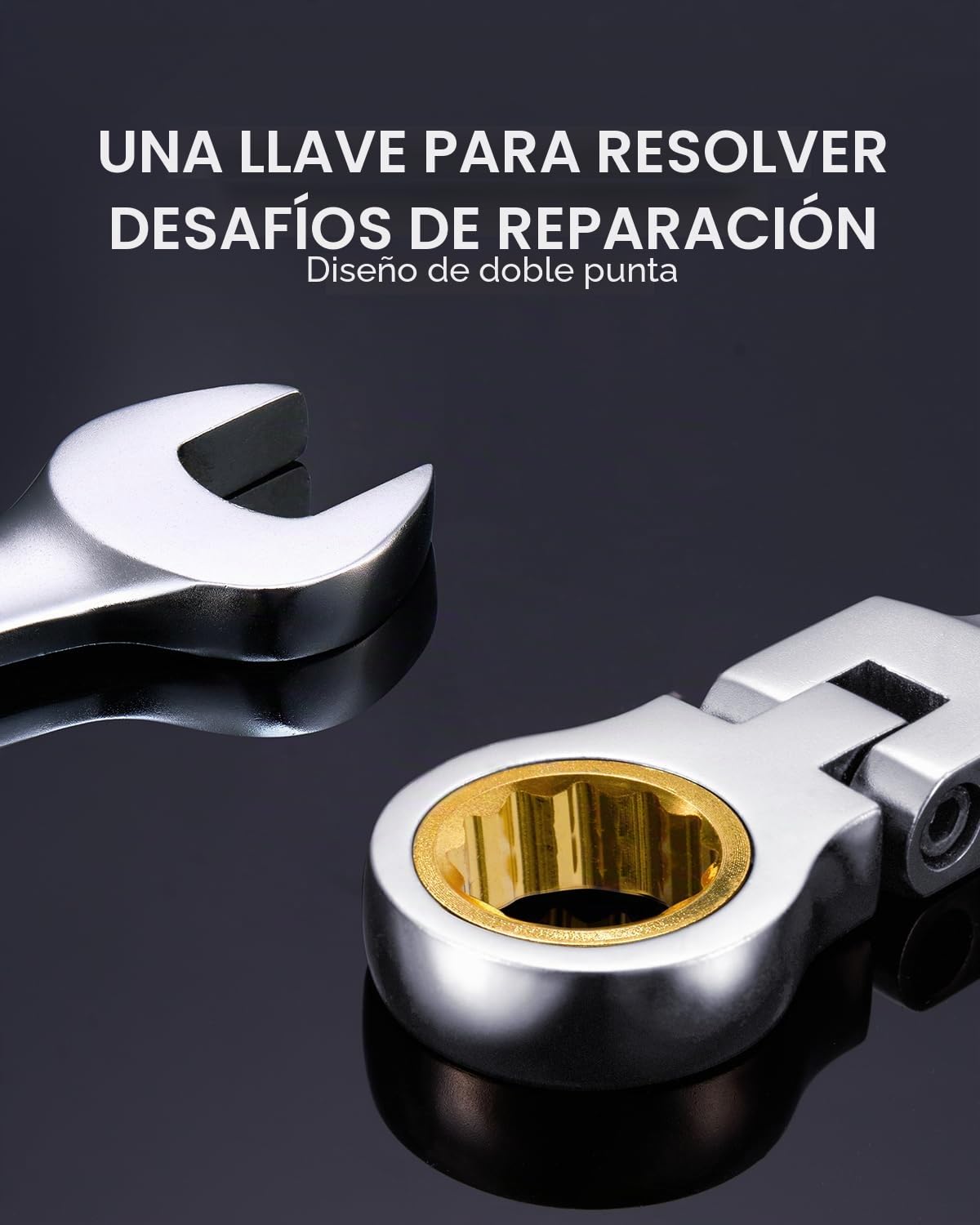 VEVOR 8 PCS Juego de Llaves de Trinquete de Cabeza Flexible, Juego de Llaves Combinadas con Bolsa Enrollable Juego de Llaves Mediano Métricas de 8-17 mm para Uso Doméstico, Reparaciones de Automóviles
