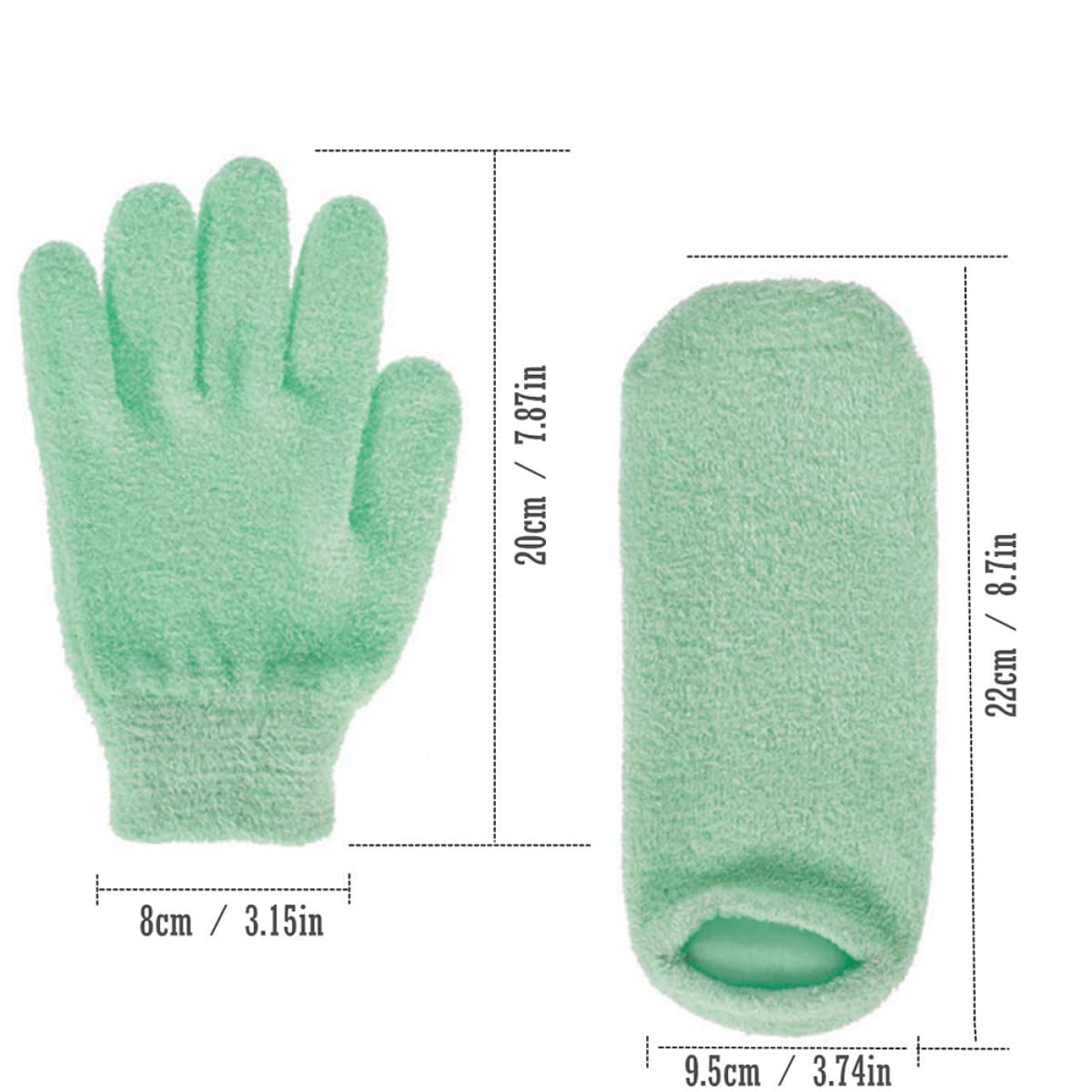 Guantes Exfoliantes de Gel Verde para Manos y Pies, Hidratantes y Blanqueadores, Pack 2 Pares para Cuidado Spa, Funda Natural para Piel Seca y Callosidades, Cuidado Personal