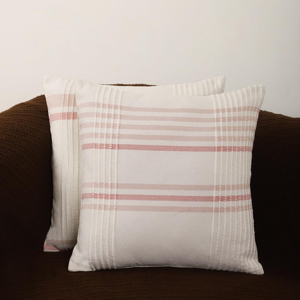 HOMPRIN Cushion Cover 16 inch x 16 Inch, White, Pack of 2