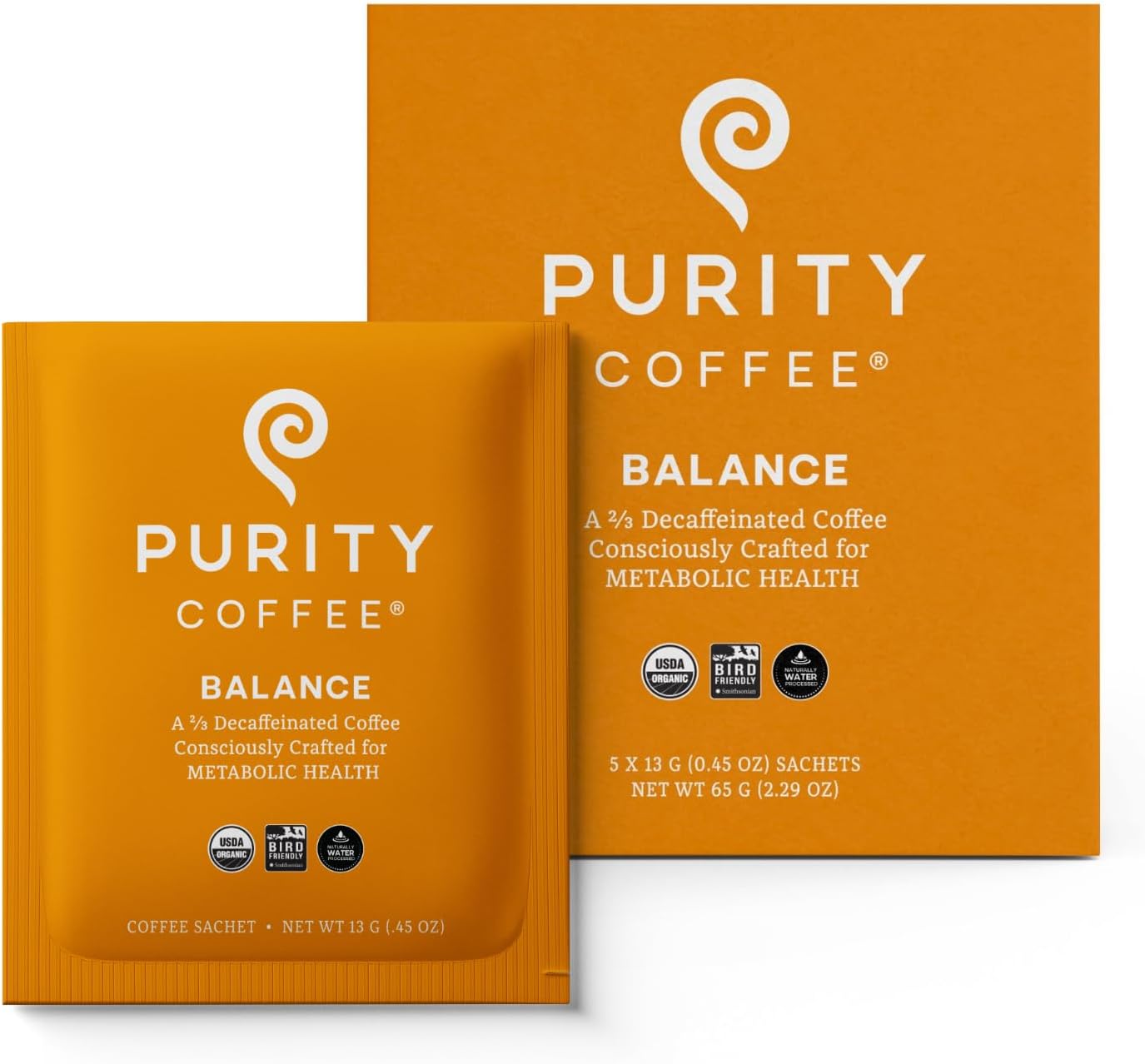 Purity Coffee BALANCE 2/3 Decaf Medium Roast Single Serve Sachets 5ct