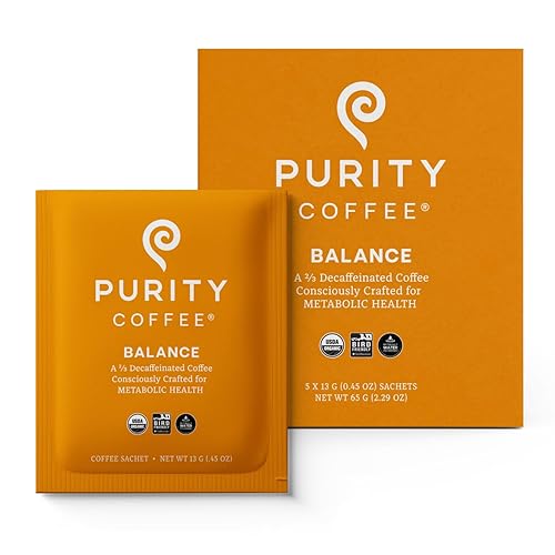 Purity Coffee BALANCE 2/3 Café Descafeinado de Tueste Medio Paquetes de Una Sola Porción (Sobres de 5 unidades) – Descafeinado Procesado con Agua de