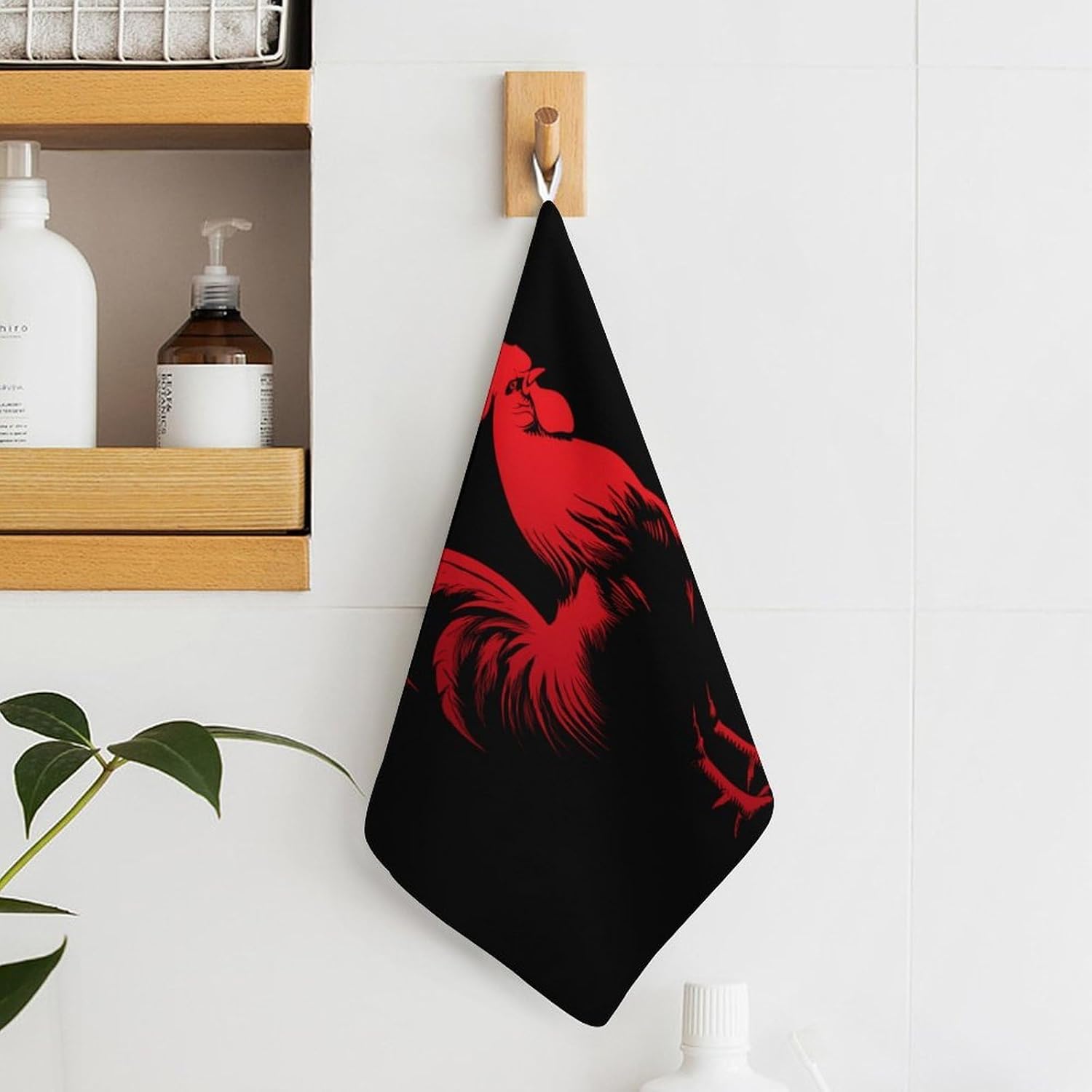 Belgian Rooster Hand Towels for Bathroom Handkerchief | Absorbent,with Hanging Loop,Kitchen Towels,for Home Hotel,Soft