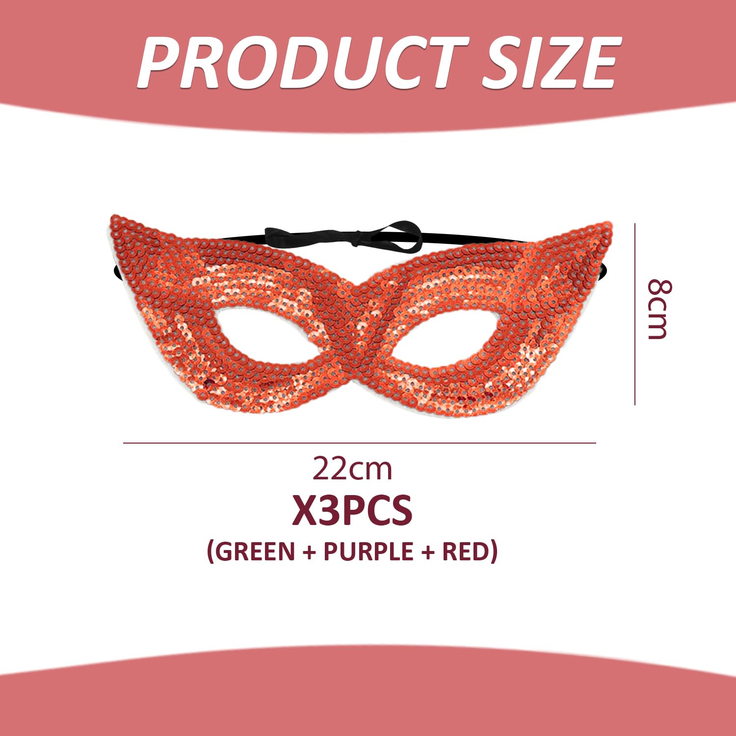 UBSIUH 3 Pieces Of Sequin Mask, Masquerade Mask, Party Costume Accessories, Photo Props, Role Play Supplies. - Image 2