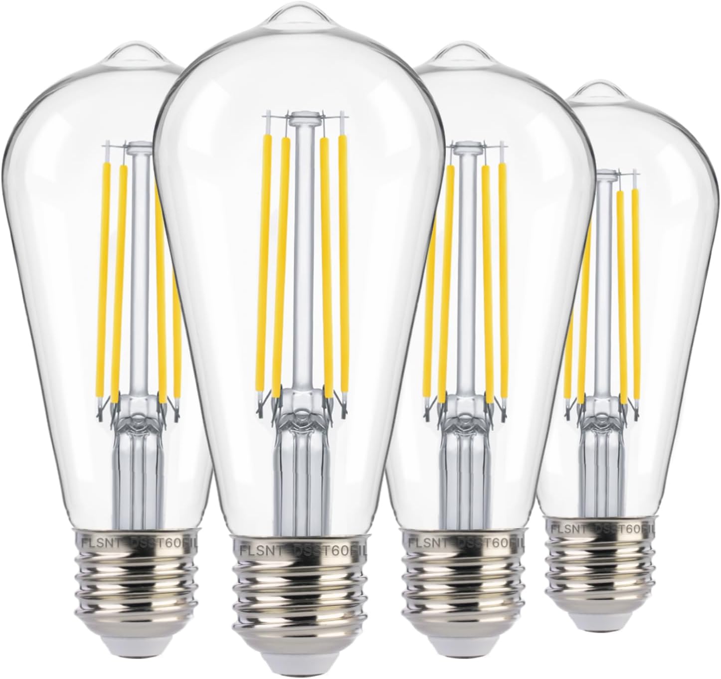 FLSNT Dusk to Dawn Outdoor Sensor ST19 LED Edison Bulb, 5000K Daylight, 7W (60W Eqv.), 800LM,Vintage Filament E26 Base, Auto On/Off Photocell Automatic for Energy-Efficient Outdoor Lighting, 4 Pack