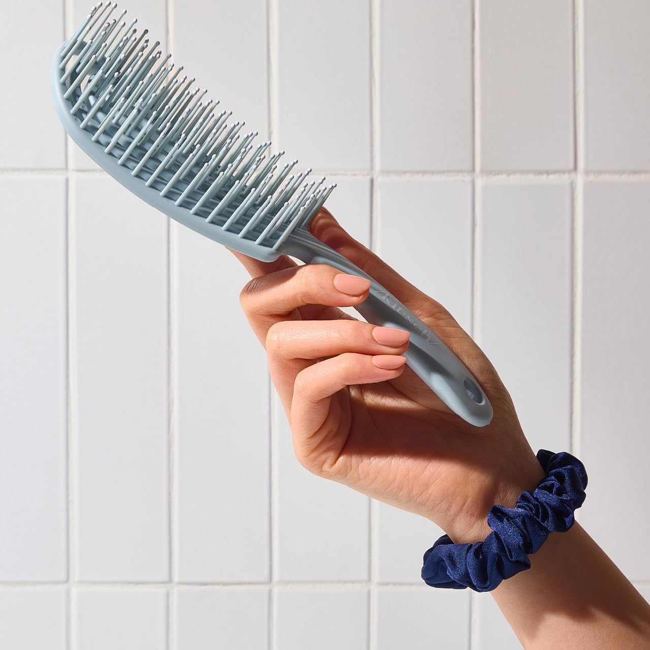 Kitsch Detangler Brush – Flexible Curly Hair Brush for Women, Men & Kids | Detangling Hairbrush with Bendable Frame and Ultra-Smooth Bristles for Wet or Dry Strands - Haze Blue