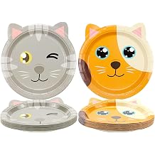 Cat Shaped Dinner Plates, Cat Birthday Party Disposable Plates, Cat Themed Party Tableware for Birthday, Party, Baby Shower, Kitten Theme Party Supplies 40ct